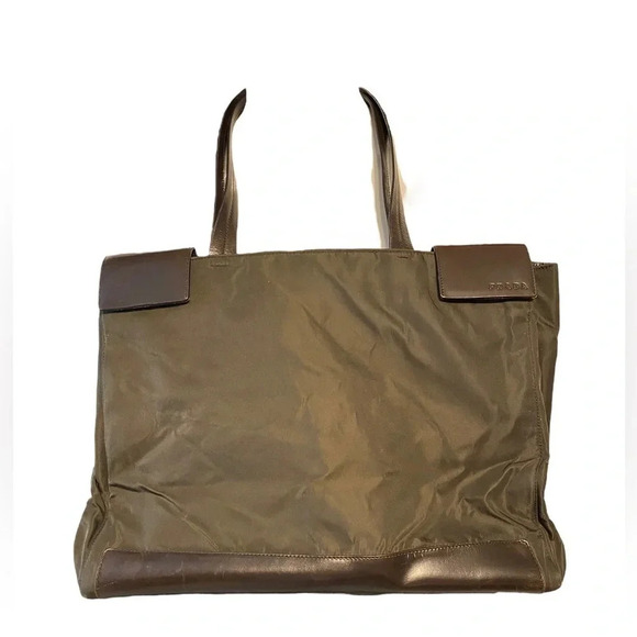 Prada Tote Shoulder Bag 1990s Logo Patch Tote Bag - Picture 1 of 16